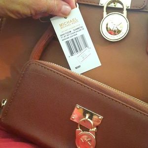 Michael Kors Jet Gunmetal Set Chain Shoulder Bag w/ wallet, Leather NWT